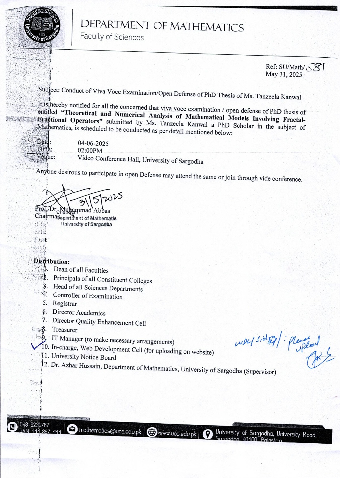 Conduct of Viva Voce Examination / Open Defense of PhD Thesis